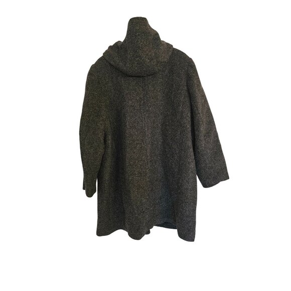 Woman's Lands End Wool hooded Coat Size 24 plus gray button swing thigh length - Picture 2 of 12